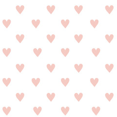 Cute pink hearts seamless pattern. Valentines day, for lovers. Simple repeating texture on white background.  © TaninoPic