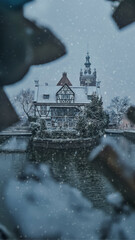 Winter snowy day in one of the most beautiful cities in Poland.  Gdansk unther the snow.