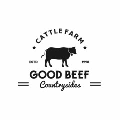 illustration logo vector graphic of silhouette good best cow for the good best premium meet beef from cattle farm in the  countryside used for meat beef retail shop, meat industry logo