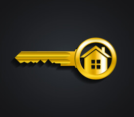 3d shiny holden house key / lelegan home symbol