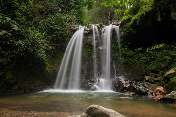 Fototapeta na wymiar Goa Slandak, Beautiful Waterfall From the Foot of Mount Merabu