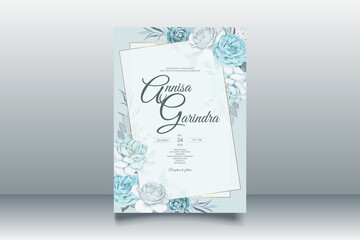 Beautiful floral frame wedding invitation card template Premium Vector