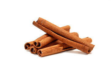 Fragrant cinnamon sticks isolated on white background