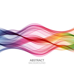 Wave spectrum abstract vector background, smoky rainbow wavy lines for brochure, website, flyer design.