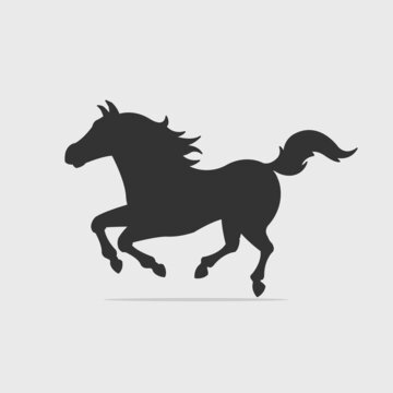 Wild horse galloping silhouette vector illustration