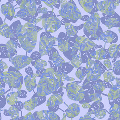 Abstract tropical seamless pattern with exotic leaves. Colorful modern background.