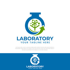 Natural Lab Logo Template and creative arrow symbol of science and medicine, environmental industry and laboratory