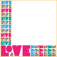 Template for a postcard poster label on the theme of love