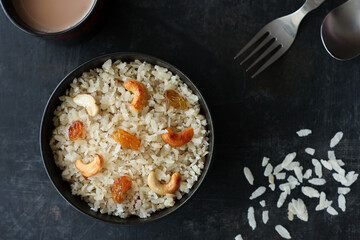 puffed rice. rice flake made by flattening rice a popular snack in Kerala India. Beaten on flattened rice