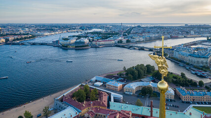 Obraz premium evening historical center of Saint Petersburg from a height of flight 