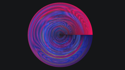 Glitch distorted geometric circle . Modern art design . Noise destroyed glitched poster . Trendy defect error background with speed lines . Glitched artwork .vector 