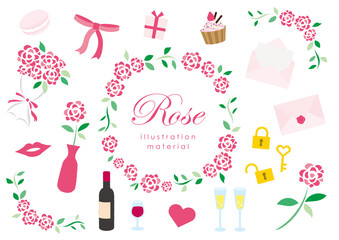 ピンクの薔薇と小物のセット