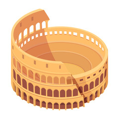 isometric colosseum building in rome in italy, vector illustration