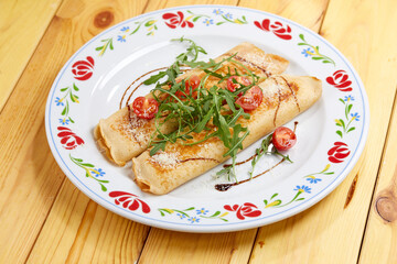 pancakes with cheese and ham