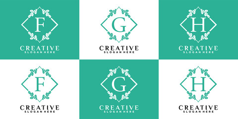 alphabet f g h  logo design with style and creative concept