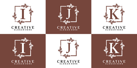 alphabet i j k  logo design with style and creative concept