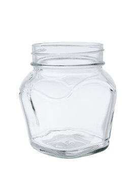 Empty glass jar for food and canned food. Without a lid, isolated on a white background