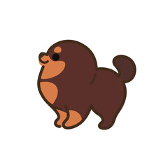 Pomeranian puppy. Cute dog character. Vector illustration in cartoon style for poster, postcard.