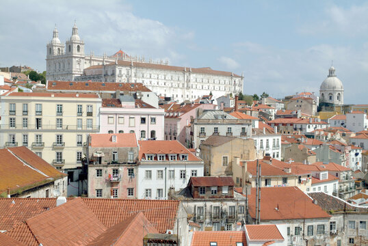 The Alfama district in Lisbon (Portugal) with the Saint Vincent church dating from the sixteenth century