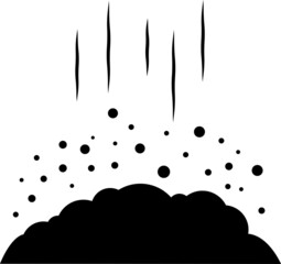 A garbage heap, insects flying over it, and smoke