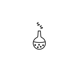 Outline monochrome symbol drawn in flat style with thin line. Editable stroke. Line icon of laboratory bulb
