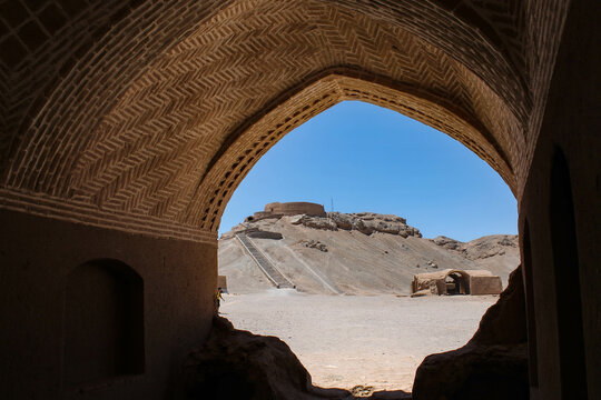 Historical Zoroastrian Silence Tower as a burial place in Yazd, Iran