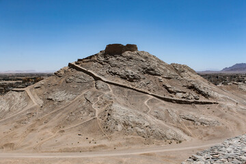 Historical Zoroastrian Silence Tower as a burial place in Yazd, Iran