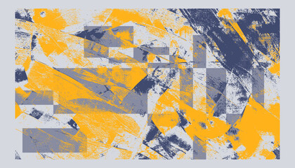 Vector texture, irregular strokes on canvas. Yellow and blue oil, acrylic paint