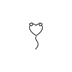 Outline monochrome symbol drawn in flat style with thin line. Editable stroke. Line icon of balloon in form of heart