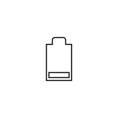 Outline monochrome symbol drawn in flat style with thin line. Editable stroke. Line icon of battery with low charge