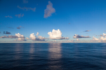 Obraz premium Low clouds in the Atlantic Ocean. Landscape from clouds and ocean.