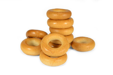 Culinary product bagels. Isolated on a white background.