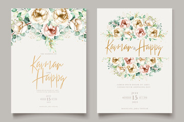 elegant hand drawn peonies wedding card design