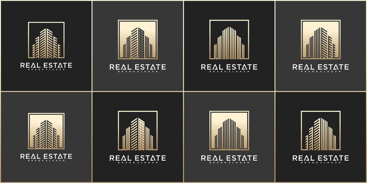 Set of collection building contruction logo design with creative building structure Premium Vector
