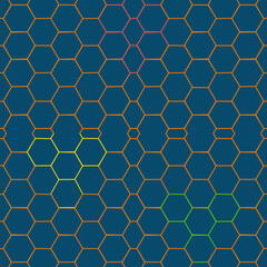 Yellow hexagon on a light blue background. geometric pattern. Perfect for cards,  parties. Vector labels and badges