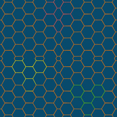 Yellow hexagon on a light blue background. geometric pattern. Perfect for cards,  parties. Vector labels and badges