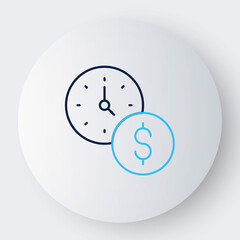 Line Time is money icon isolated on white background. Money is time. Effective time management. Convert time to money. Colorful outline concept. Vector