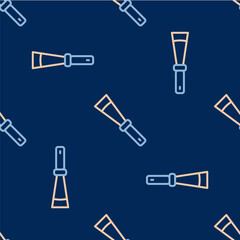 Line Beekeeping uncapping knife icon isolated seamless pattern on blue background. Tool of the beekeeper. Vector