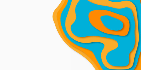Obraz premium Abstract realistic papercut decoration textured with wavy layers. Abstract background with waves. abstract paper cut white background. Topographic canyon map light relief texture,