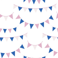 Obraz premium Seamless vector party flags pattern. Celebration banner background for fabric, textile, wrapping, cover etc.