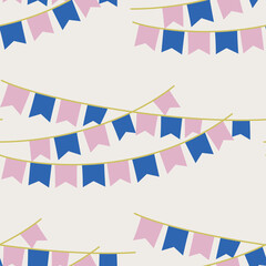 Seamless vector party flags pattern. Celebration banner background for fabric, textile, wrapping, cover etc.