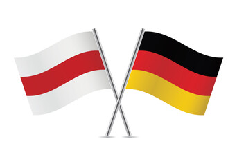 Belarus opposition and Germany flags. Belarusian opposition and German flags, isolated on white background. Vector illustration.