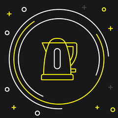 Line Electric kettle icon isolated on black background. Teapot icon. Colorful outline concept. Vector