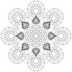 Leaf Flower Petal Coloring Mandala Art Simple Graphic Shape Vector Floral Oriental Outline Vintage Decorative Elements Pattern Illustration Islam Arabic Indian Turkish Mystic Religion Morals Lotus