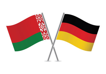 Belarus and Germany flags. Belarusian and German flags isolated on white background. Vector illustration.