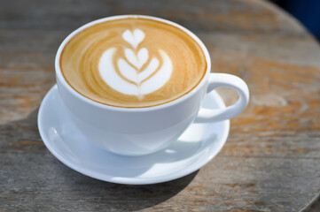 hot cofffee, cappuccino coffee or latte coffee or flat white