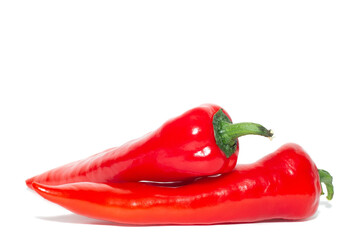 Red sweet pepper of the Ramiro variety on a white background