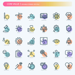 Core value editable stroke icon for your website, logo, app, UI, product print. Editable stroke icons set. eps file