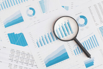 Business graphs, charts on table. Financial development, Banking Account, Statistics