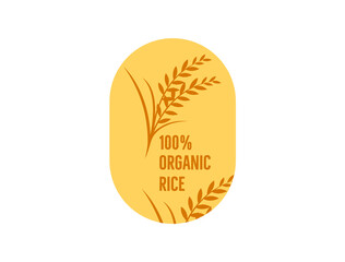 100% organic rice label vector illustration 